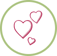 An icon showing three hearts.